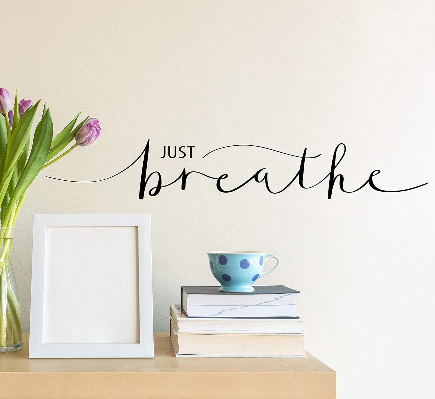 Vinyl Wall Decal Inspiring Quote Just Breathe Words Letter Stickers Mural