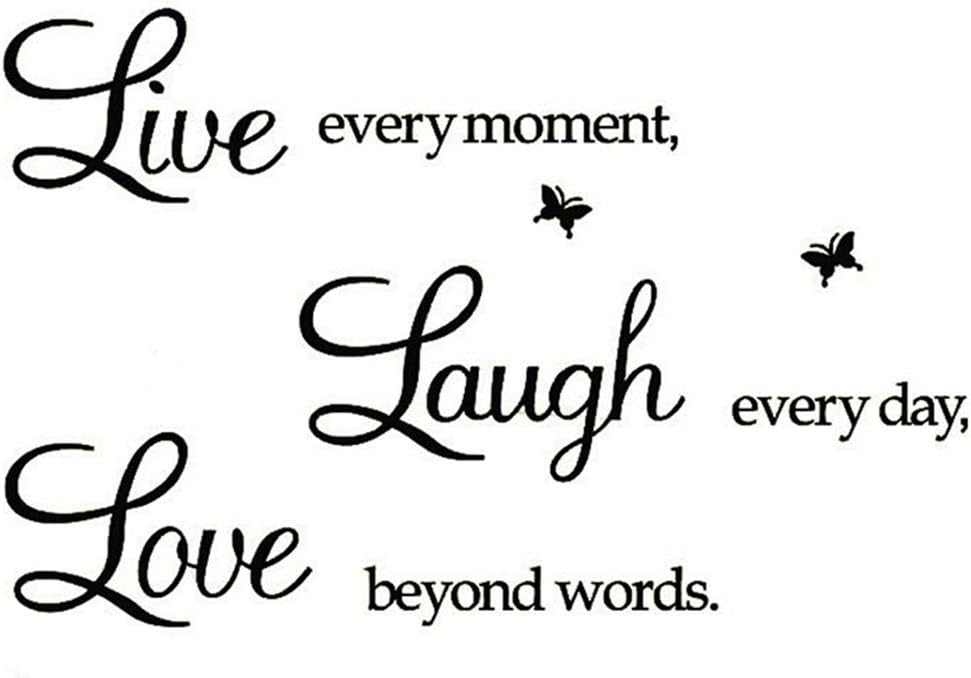 Live Every Moment, Laugh Every Day,Love Beyond Words, Wall Sticker Motivational Wall Decals, Family Inspirational Wall Stickers Quotes