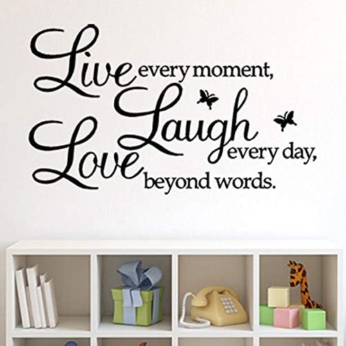 Live Every Moment, Laugh Every Day,Love Beyond Words, Wall Sticker Motivational Wall Decals, Family Inspirational Wall Stickers Quotes