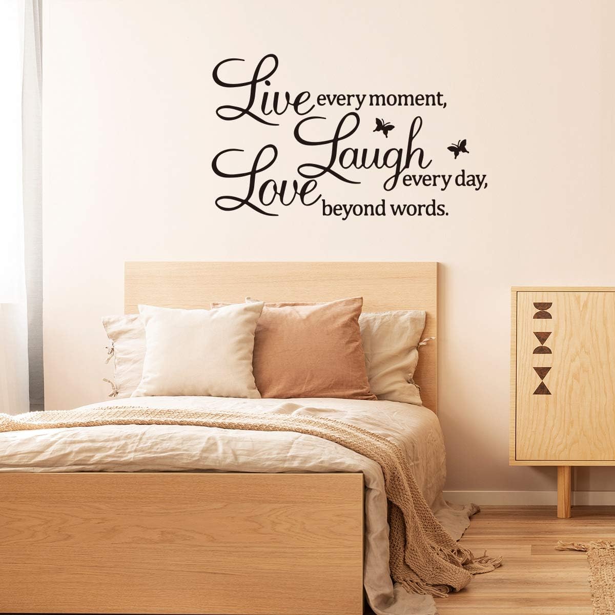 Live Every Moment, Laugh Every Day,Love Beyond Words, Wall Sticker Motivational Wall Decals, Family Inspirational Wall Stickers Quotes