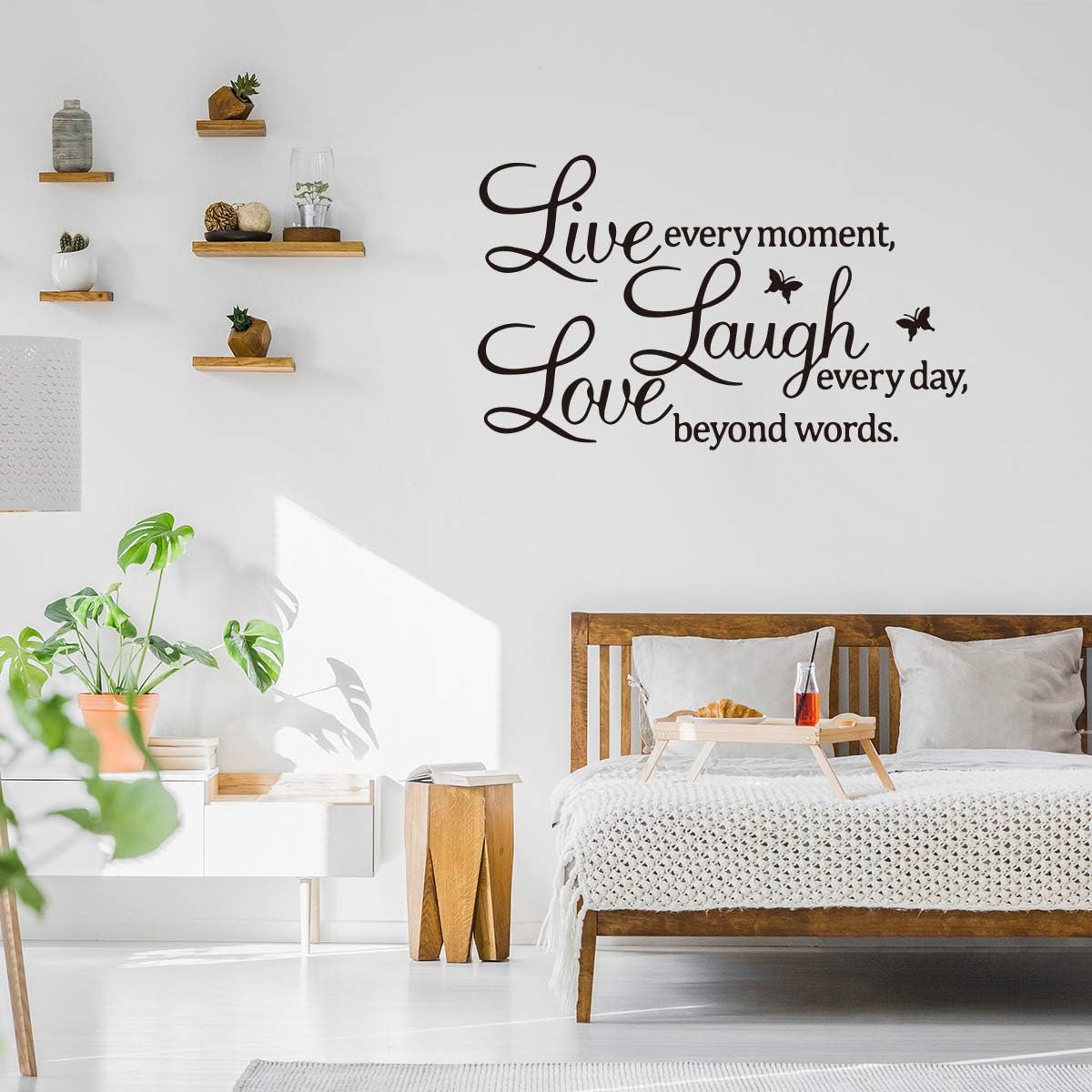 Live Every Moment, Laugh Every Day,Love Beyond Words, Wall Sticker Motivational Wall Decals, Family Inspirational Wall Stickers Quotes