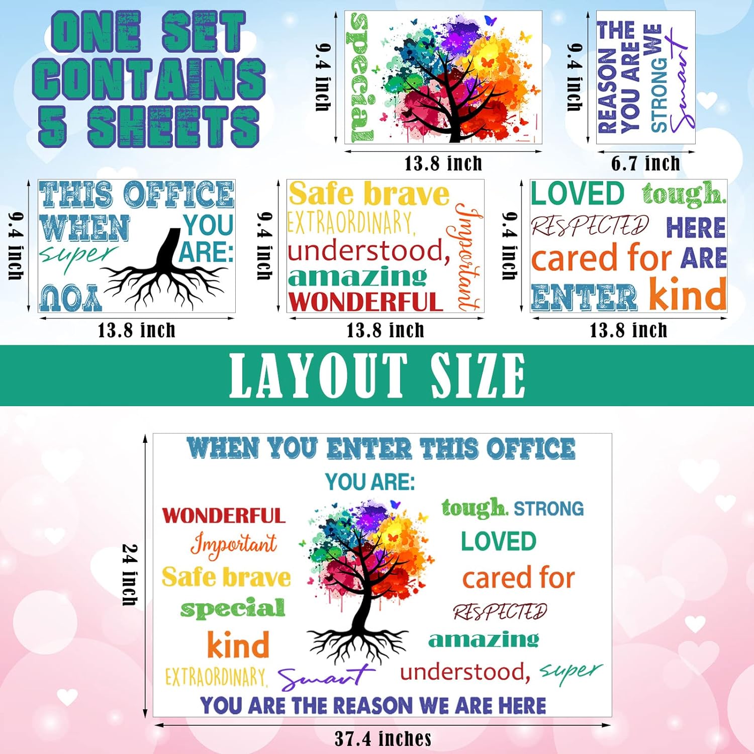 Office Inspirational Wall Decals Office Wall Decor for Office Quotes Positive Sayings Peel and Stick Office Stickers Motivational Teamwork Wall Decals Company Art We are A Team Gift (Vivid Style)