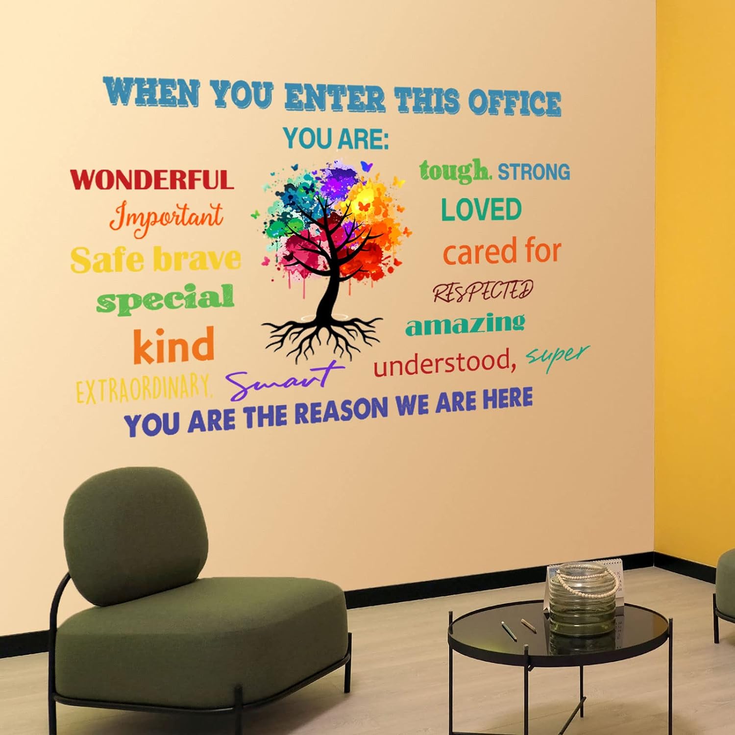 Office Inspirational Wall Decals Office Wall Decor for Office Quotes Positive Sayings Peel and Stick Office Stickers Motivational Teamwork Wall Decals Company Art We are A Team Gift (Vivid Style)