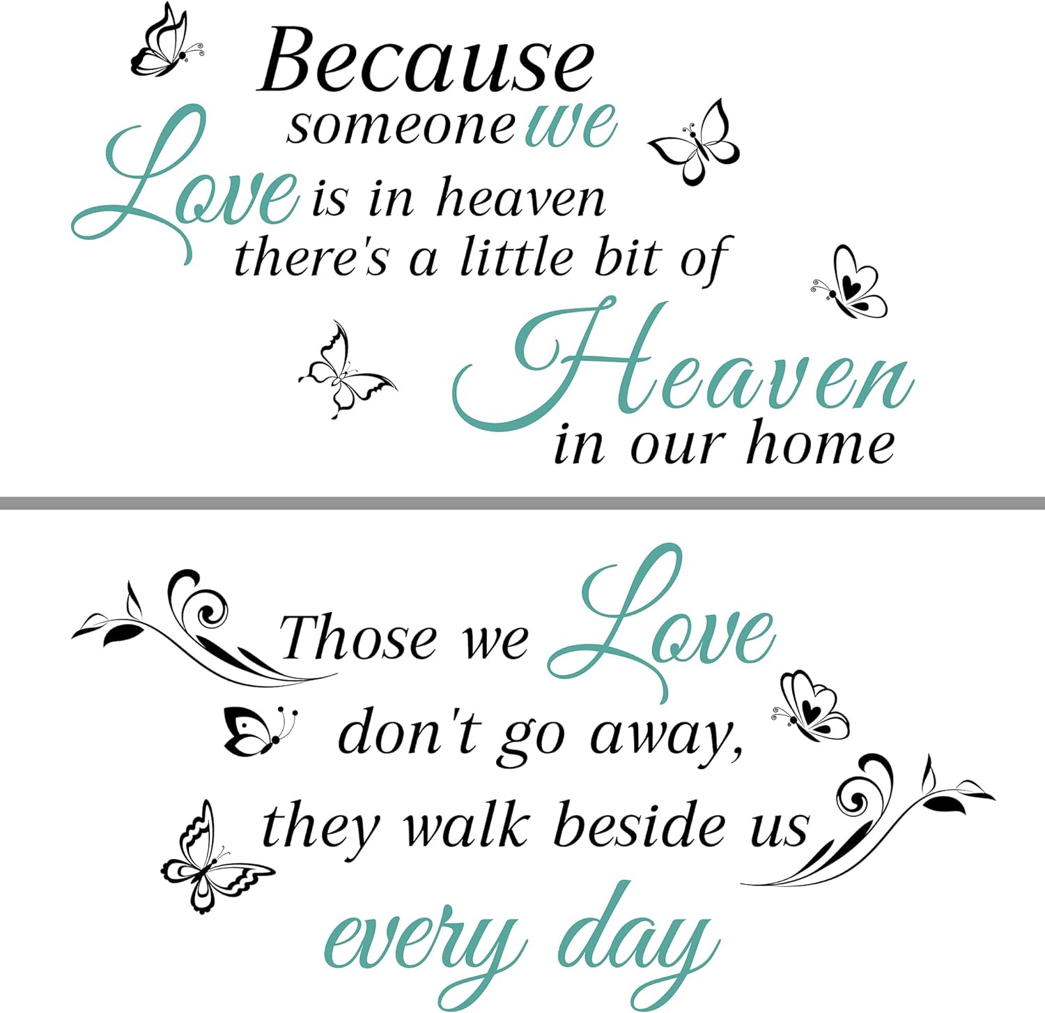Quotes Saying Wall Decals Because Someone We Love is in Heaven Decal Peel and Stick Lettering Words Wall Stickers Memory Wall Decals Vinyl Inspirational Religious Wall Decal For Home Family Room Decor