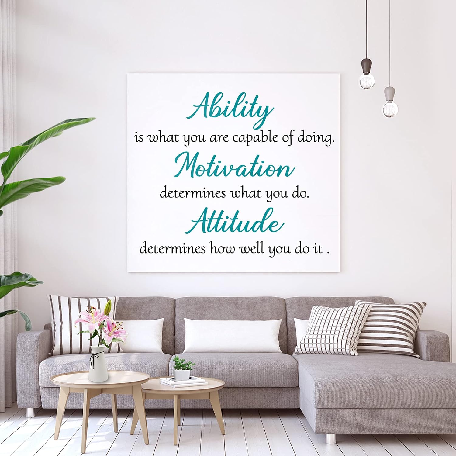 3 Sheets Vinyl Wall Quotes Stickers, Inspirational Saying Wall Decals Ability Motivation Attitude Quotes Stickers for Home Office School Classroom Teen Dorm Room Wall