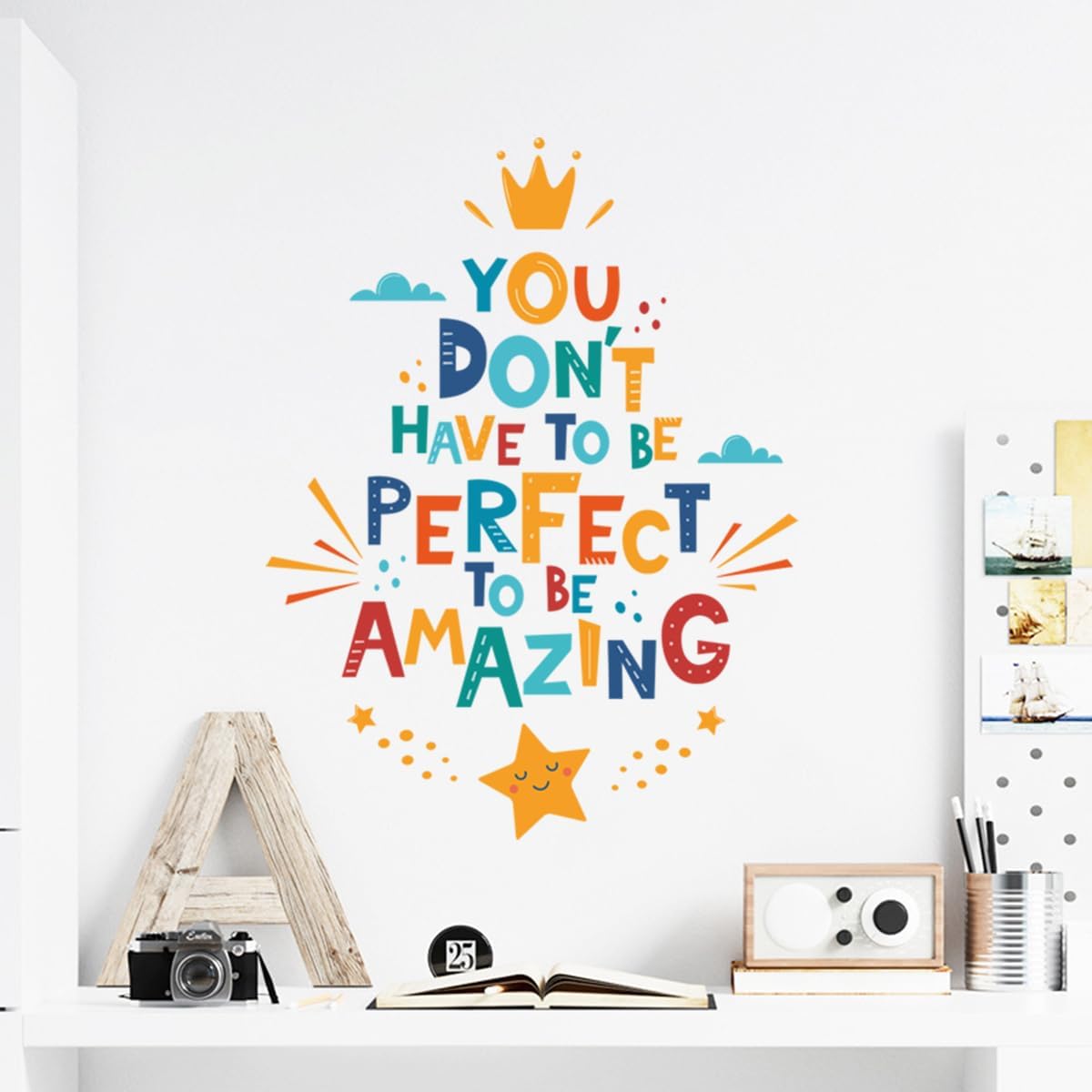 Inspirational Quote Wall Sticker Motivational Wall Decals, Positive Saying Sticker, Removable Positive Saying Wall Lettering Stickers for Living Room Bathroom Classroom Bedroom Office Wall Decor