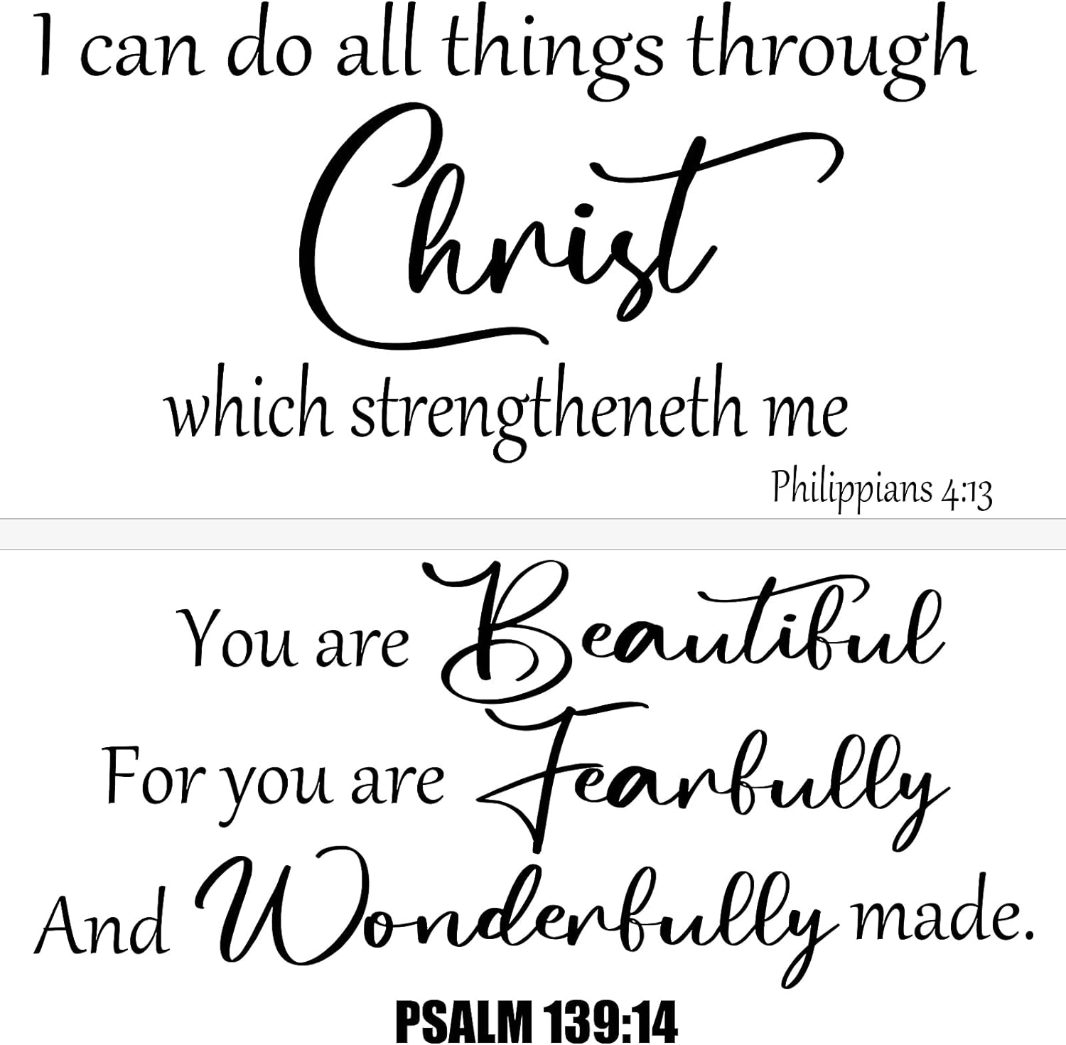 2 Pieces Positive Sayings Vinyl Wall Decal Psalm Wall Decal Stickers Beautiful Bible Verse Wall Decal Philippians Quote Do All Things Sticker for Bedroom Living Room Kitchen Dinning (Black)