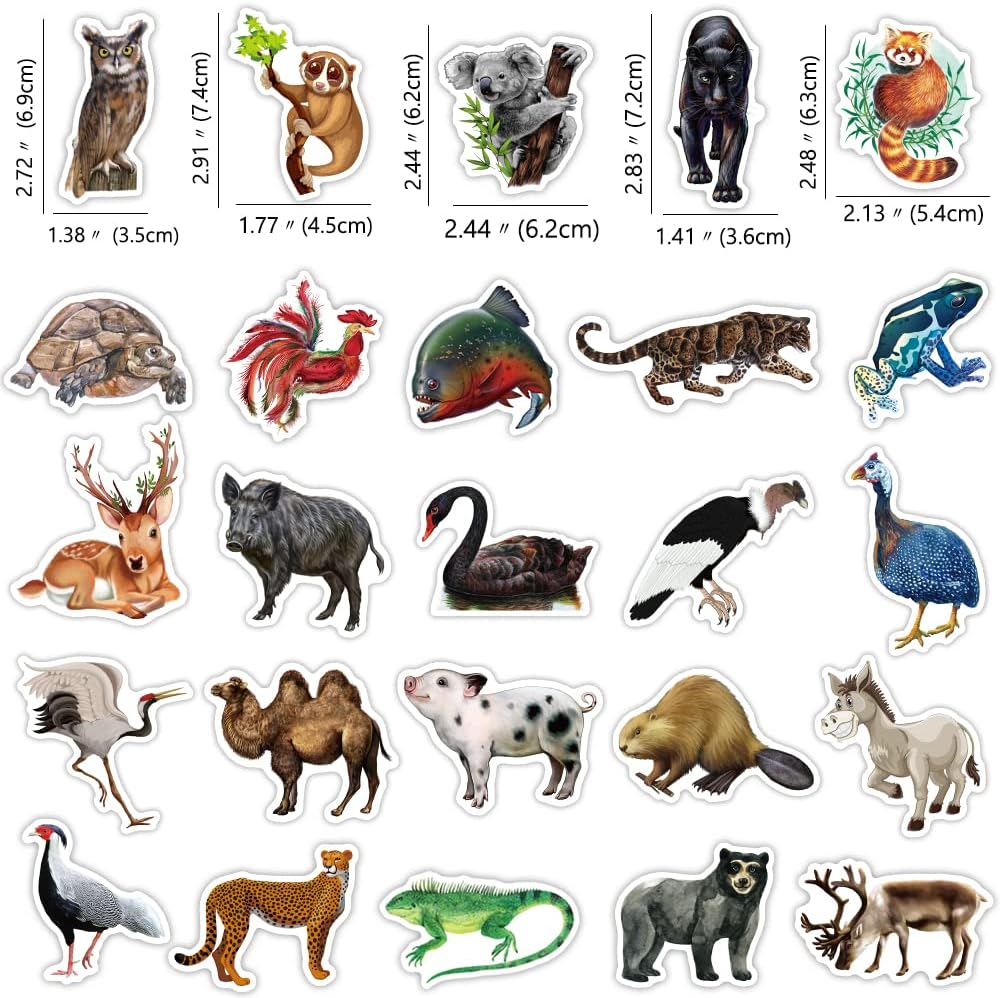 160 Pcs Cute Realistic Animal Vinyl Stickers for Kids Teachers Students School Supplies Zoo Animal Waterproof Water Bottle Stickers for Laptop Scrapbook Binders Skateboard Bike Bumper Helmet