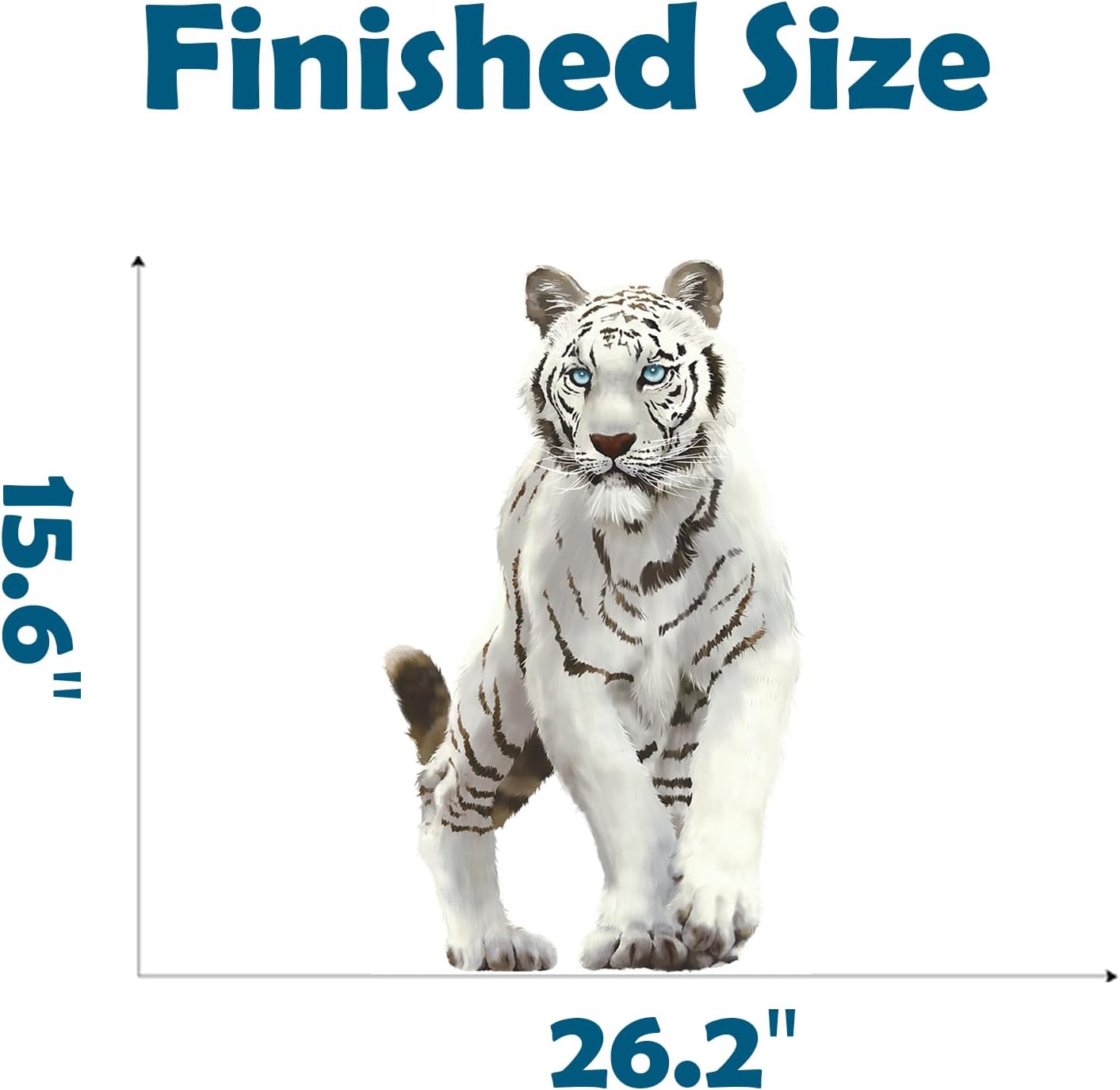 RoyoLam Mighty White Tiger Wall Decal Jungle Animal Wall Sticker Removable Peel and Stick Waterproof Wall Art Decor Stickers for Kids Baby Nursery Classroom Living Room Playing Room Bedroom
