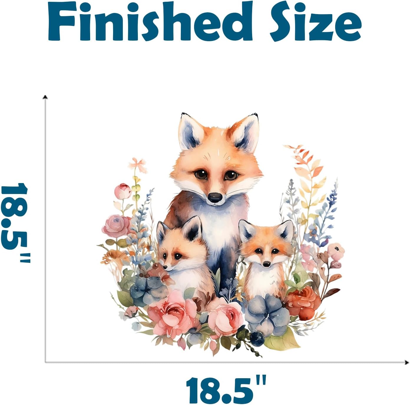 RoyoLam Watercolor Fox Family with Flowers Wall Decal Adorable Nursery Animal Wall Sticker Removable Waterproof Easy Peel and Stick Perfect for Kids Baby Room Classroom Living Room Bedroom Preschool