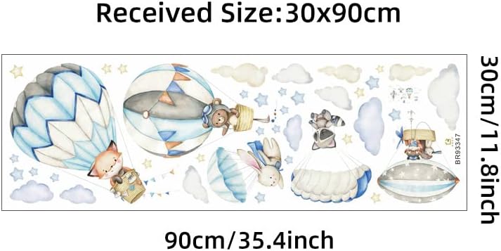 Yotdmk Cartoon Animal Wall Decals Panda Foxes on Hot Air Balloon Wall Stickers for Kids Room Baby Nursery Room Kindergarten Girls Boys Bedroom Stickers Decoration Vinyl Murals Wallpaper