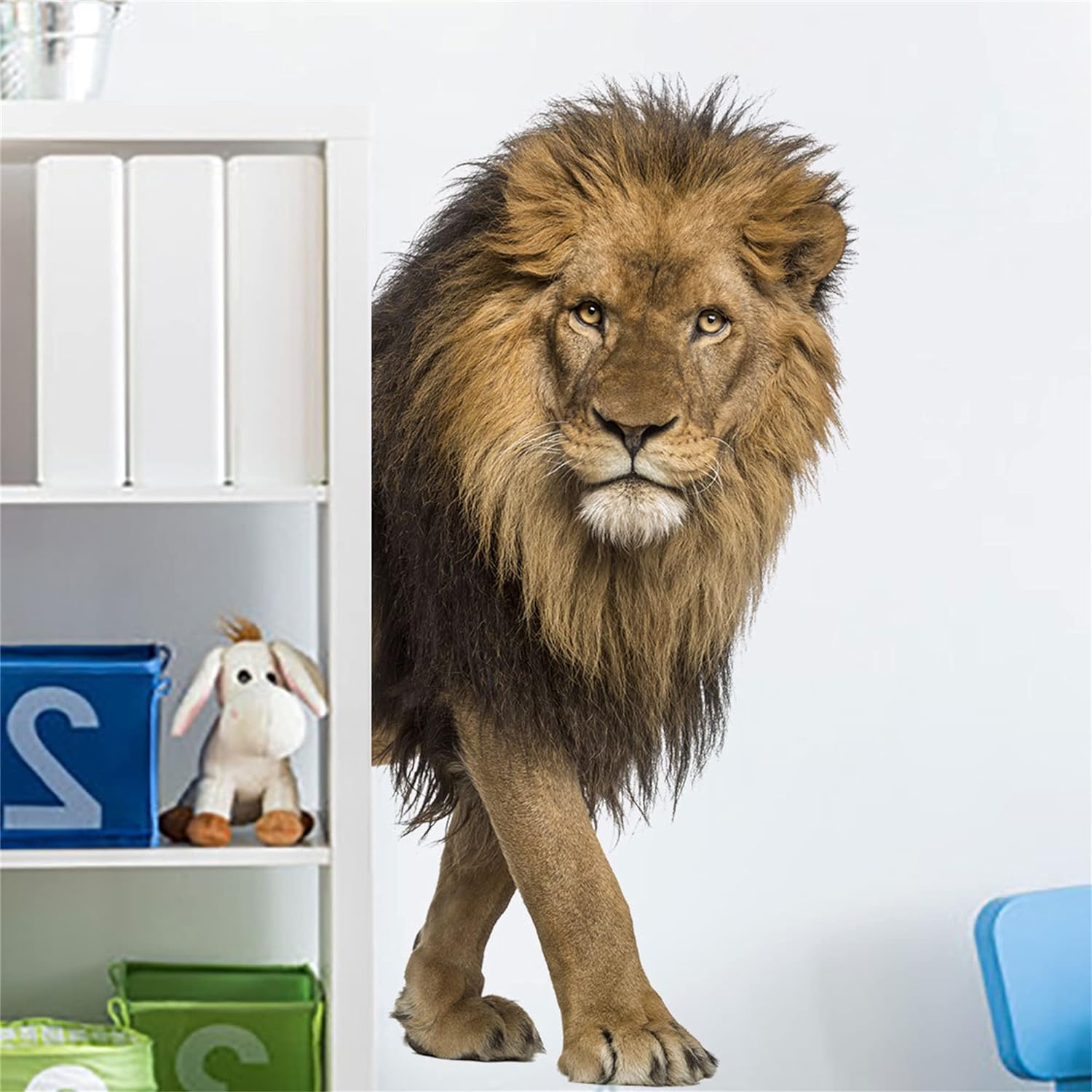 ROFARSO Lifelike Cool Lion Tropical Animal Wall Stickers Removable Wall Decals Art Decorations Decor for Bedroom Living Room Murals