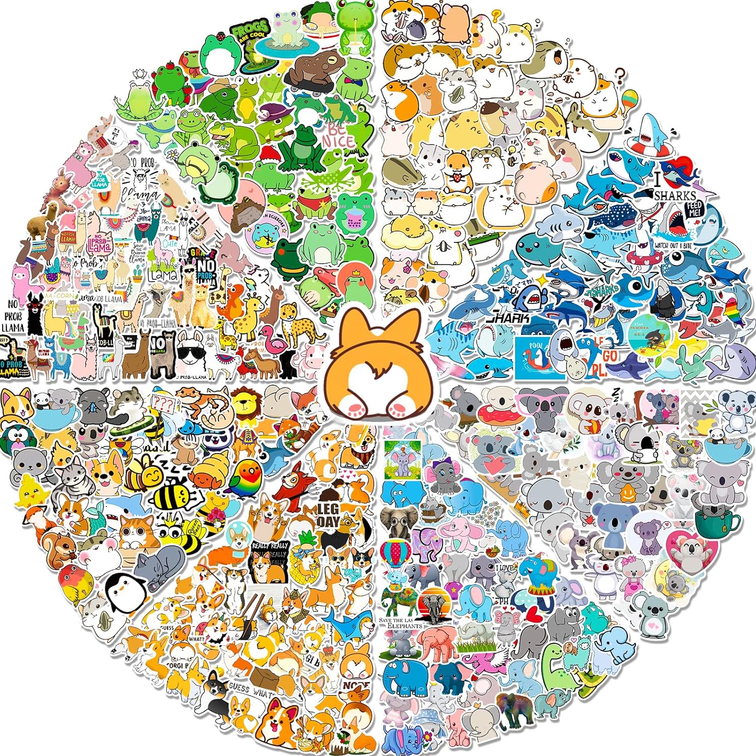 600 PCS Cute Animal Stickers Pack，Arme Vinyl Stickers，Large Colorful Waterproof Stickers for Water Bottles,Skateboards and Notebooks, Laptop Stickers for Teens Girls and Boys Kids Adults