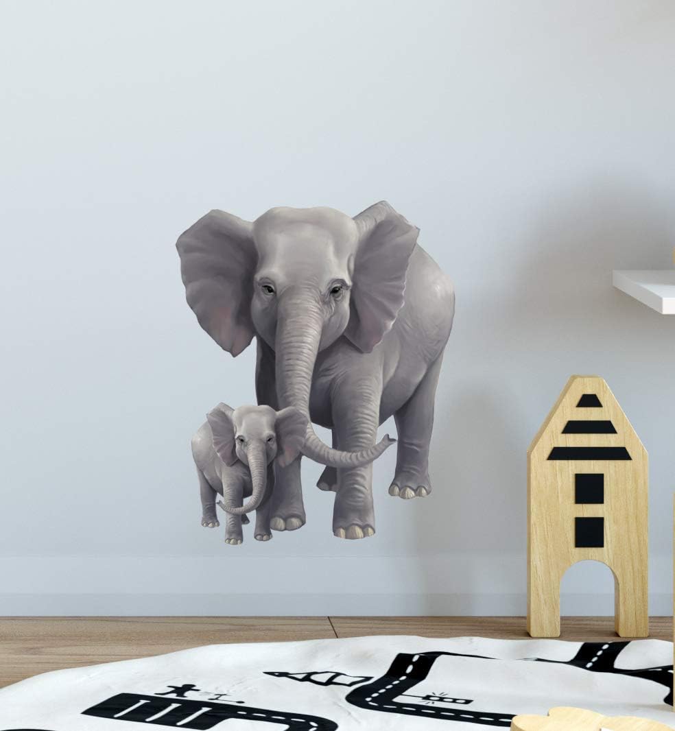 Jungle Animal Wall Decals for Kids Rooms Safari Decor Idea Lion Gorilla Koala Panda Vinyl Art Stickers Bedroom Toddlers Playroom Decoration Birthday Gift (Elephant)