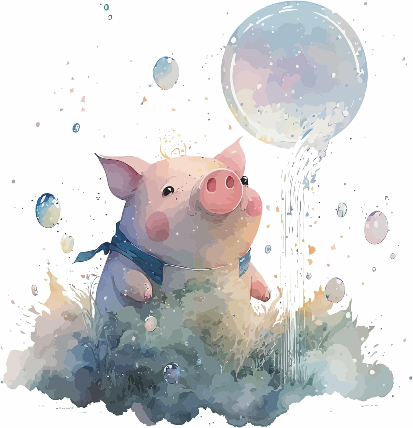 Lovely Cute Watercolor Pig Wall Stickers Decals, Farm Animals Decor Vinyl Waterproof Peel Removable Self-Adhesive Murals for Nursery Kids Baby Bedroom Bathroom Toilet Playroom Furniture Classroom