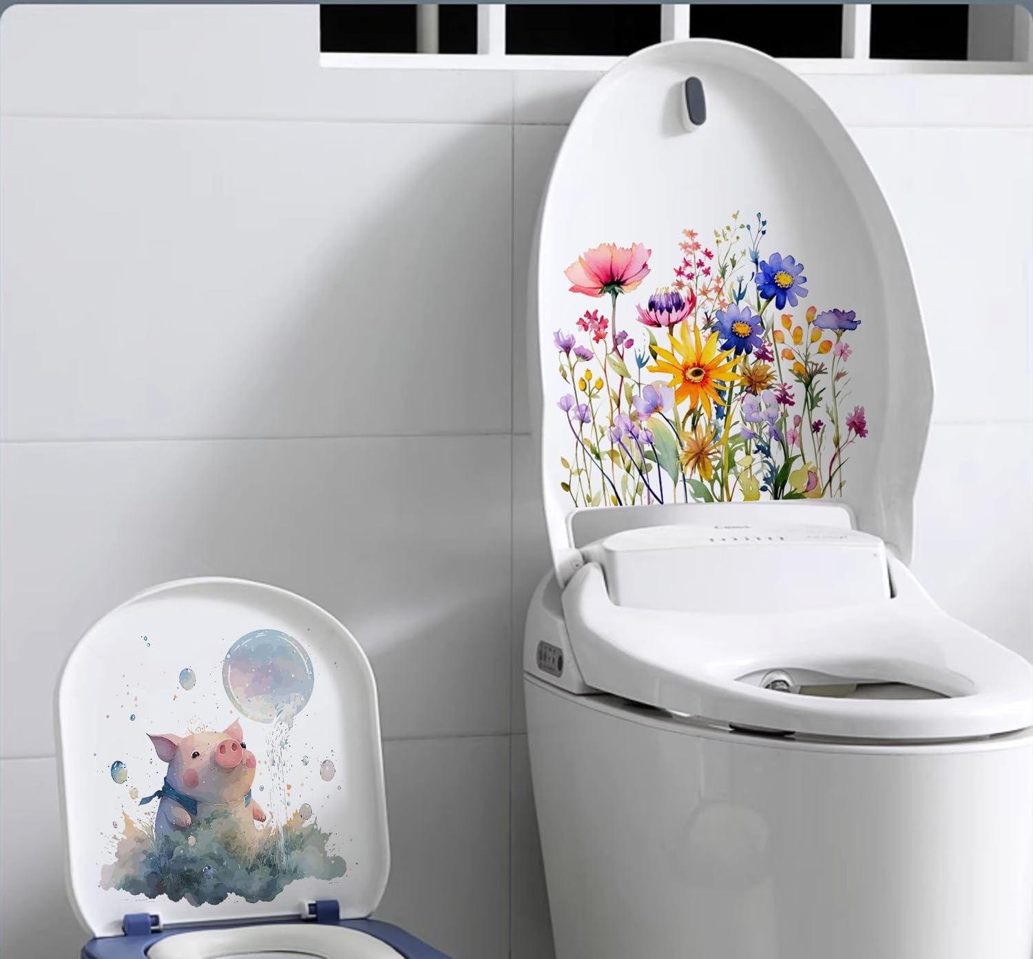 Lovely Cute Watercolor Pig Wall Stickers Decals, Farm Animals Decor Vinyl Waterproof Peel Removable Self-Adhesive Murals for Nursery Kids Baby Bedroom Bathroom Toilet Playroom Furniture Classroom