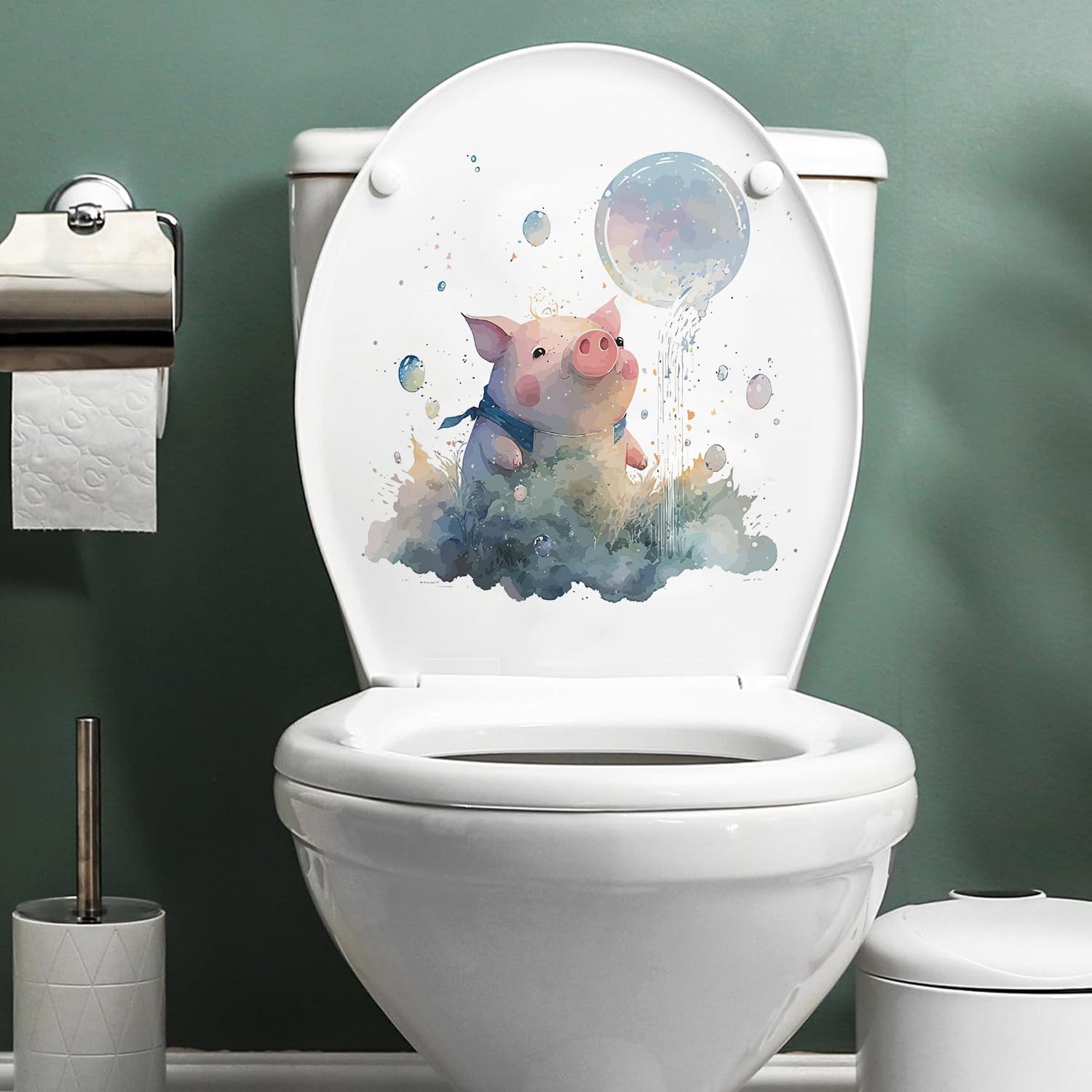 Lovely Cute Watercolor Pig Wall Stickers Decals, Farm Animals Decor Vinyl Waterproof Peel Removable Self-Adhesive Murals for Nursery Kids Baby Bedroom Bathroom Toilet Playroom Furniture Classroom
