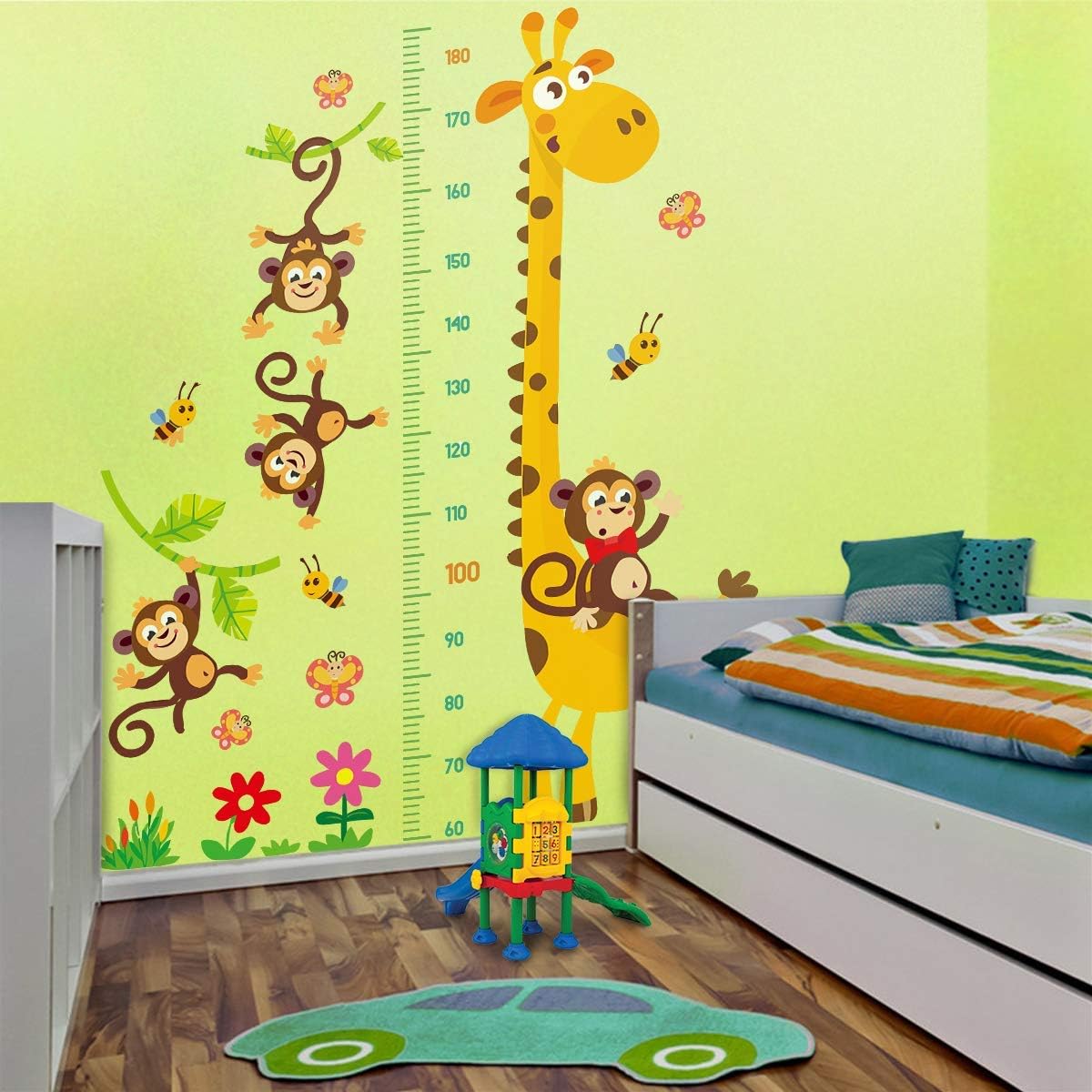 Giraffe & Monkeys Kids Height Wall Chart  Peel & Stick Nursery Wall Decals for Baby Bedroom, Toddler Playroom