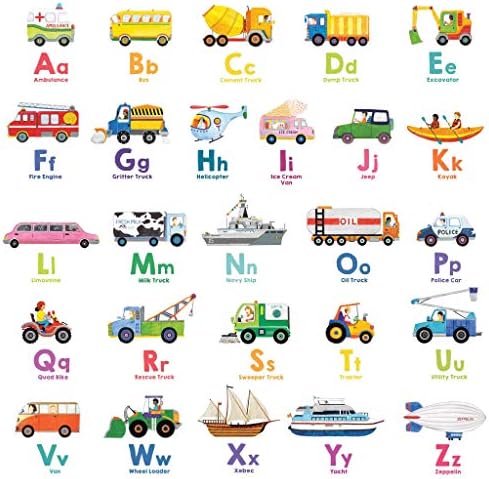 Transport Alphabet Kids Wall Stickers Wall Decals Peel and Stick Removable Wall Stickers for Kids Nursery Bedroom Living Room