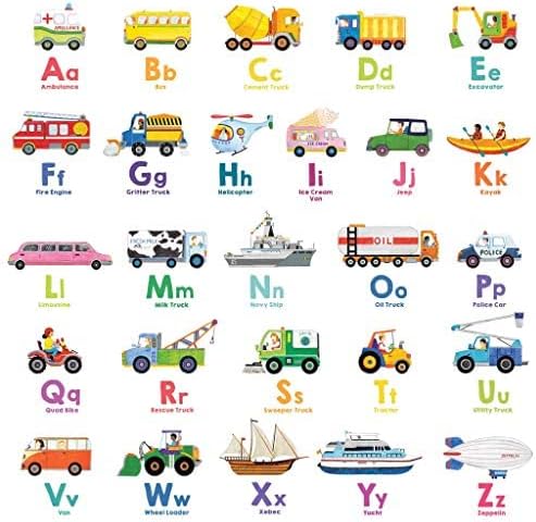 Transport Alphabet Kids Wall Stickers Wall Decals Peel and Stick Removable Wall Stickers for Kids Nursery Bedroom Living Room