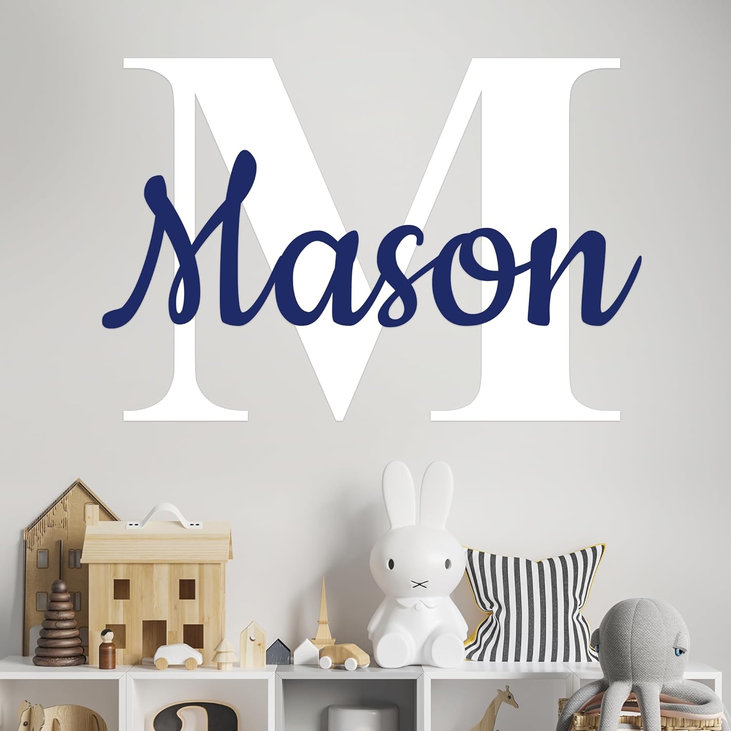 CRYPTONITE Personalized Name & Initial Vinyl Wall Decor I Nursery Wall Decal for Baby Boy & Girl Decoration I Wall Stickers for Bedroom Decor I Boys Bedroom Decor