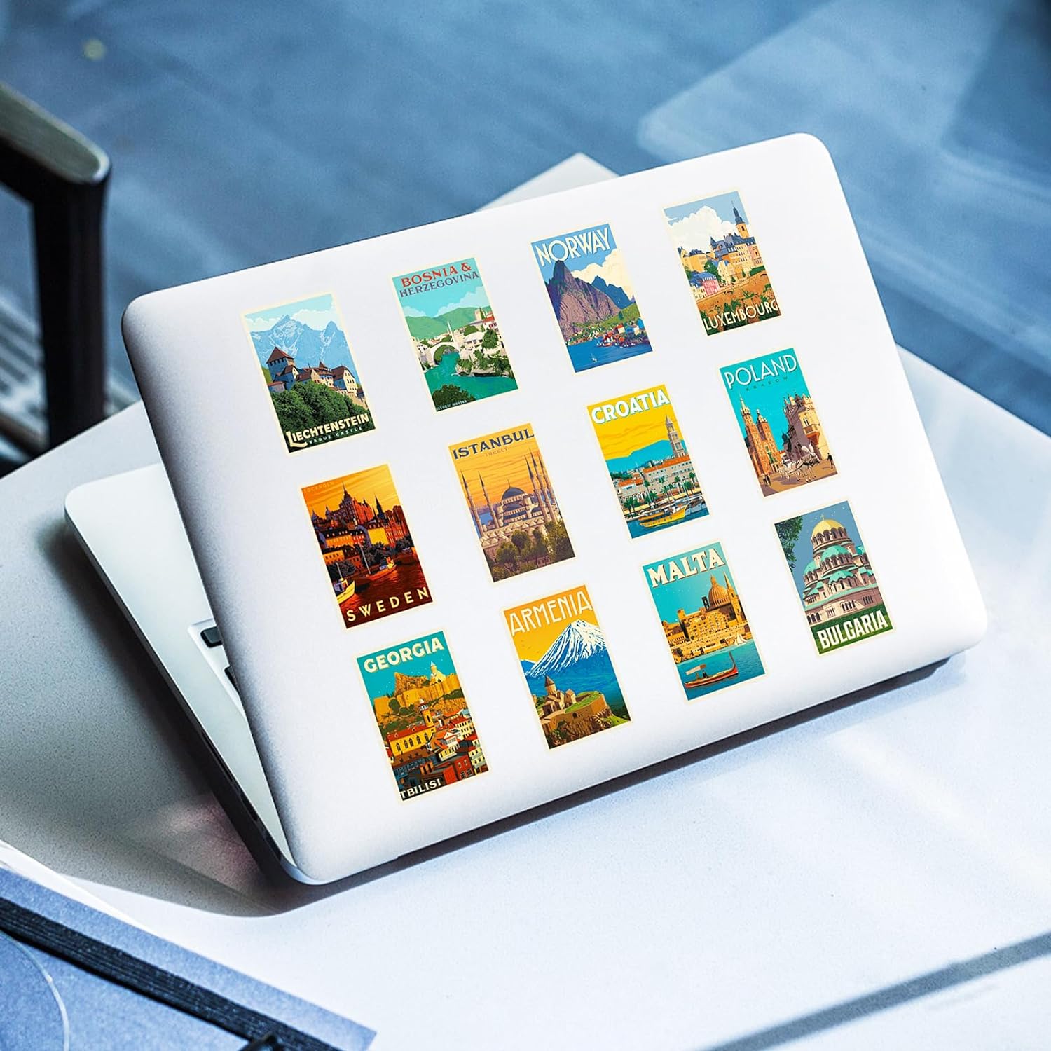 World-Famous Landmarks Travel Stickers 100PCS Waterproof Sticker Set(4Sheets/25Pcs) Water Bottle Stickers for Laptop Bikes Scrapbook Journal Teens Adults Girls and Boys Kids Luggage Stickers Pack