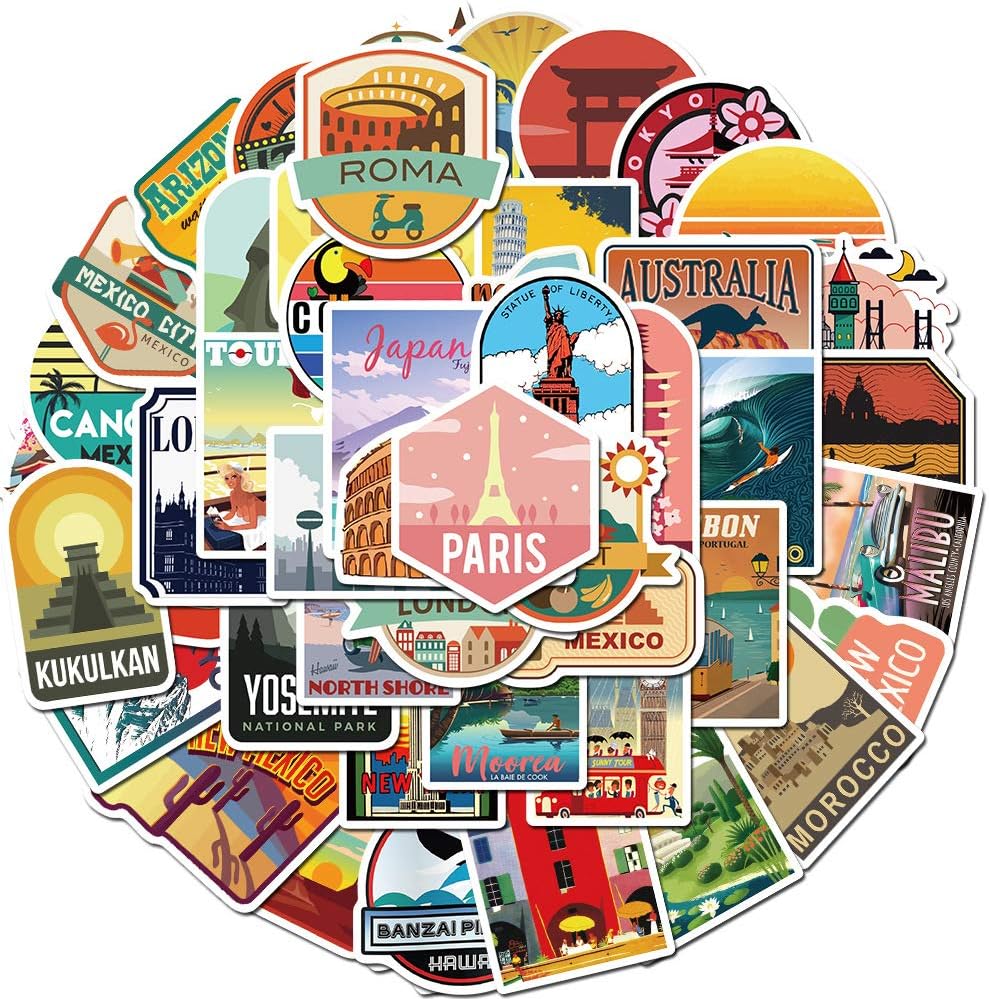 France Travel Landmarks - Vinyl Sticker Decal for Phone, Laptop, Water Bottle (3" Wide)