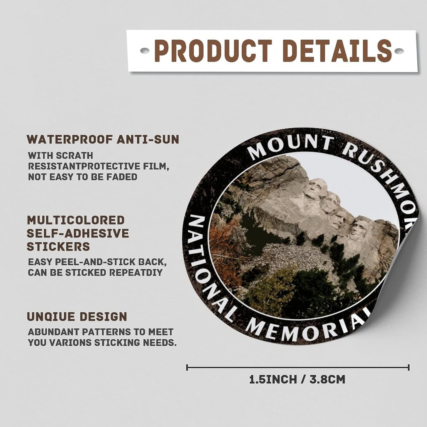 World Landmark Travel Stickers Mount Rushmore National Memorial Waterproof Travel Sticker Pack Vinyl Decal Car Bumper Stickers 1.5 Inch Laptop Phone Sticker Treat Bags Sticker 100 Pcs