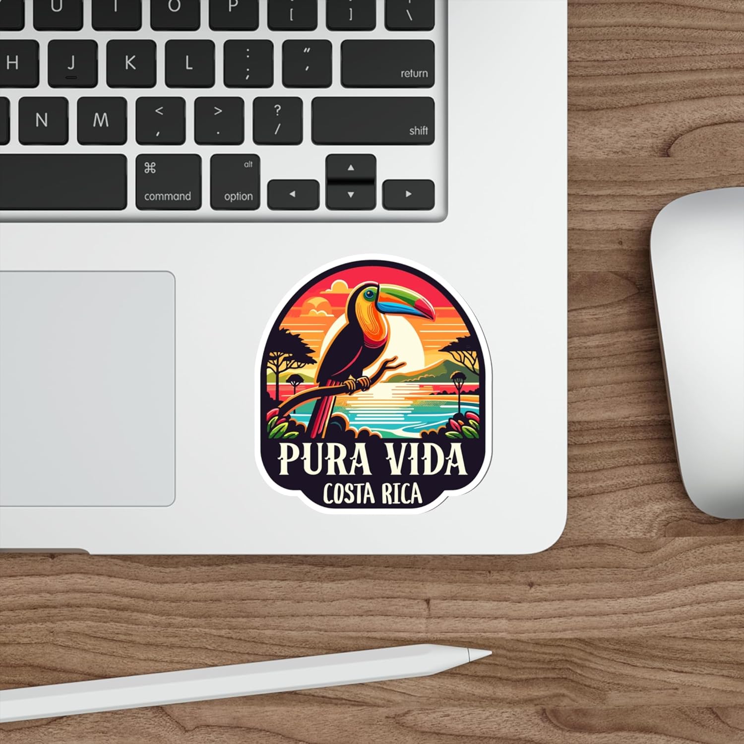 Pura Vida Costa Rica Sticker Weatherproof Vintage Decal Vinyl Small Waterproof for Water Bottle Mug Passport Book Scrapbook Notebook Laptop Tumbler Skateboard Computer Phone Size 4" Funny Gift