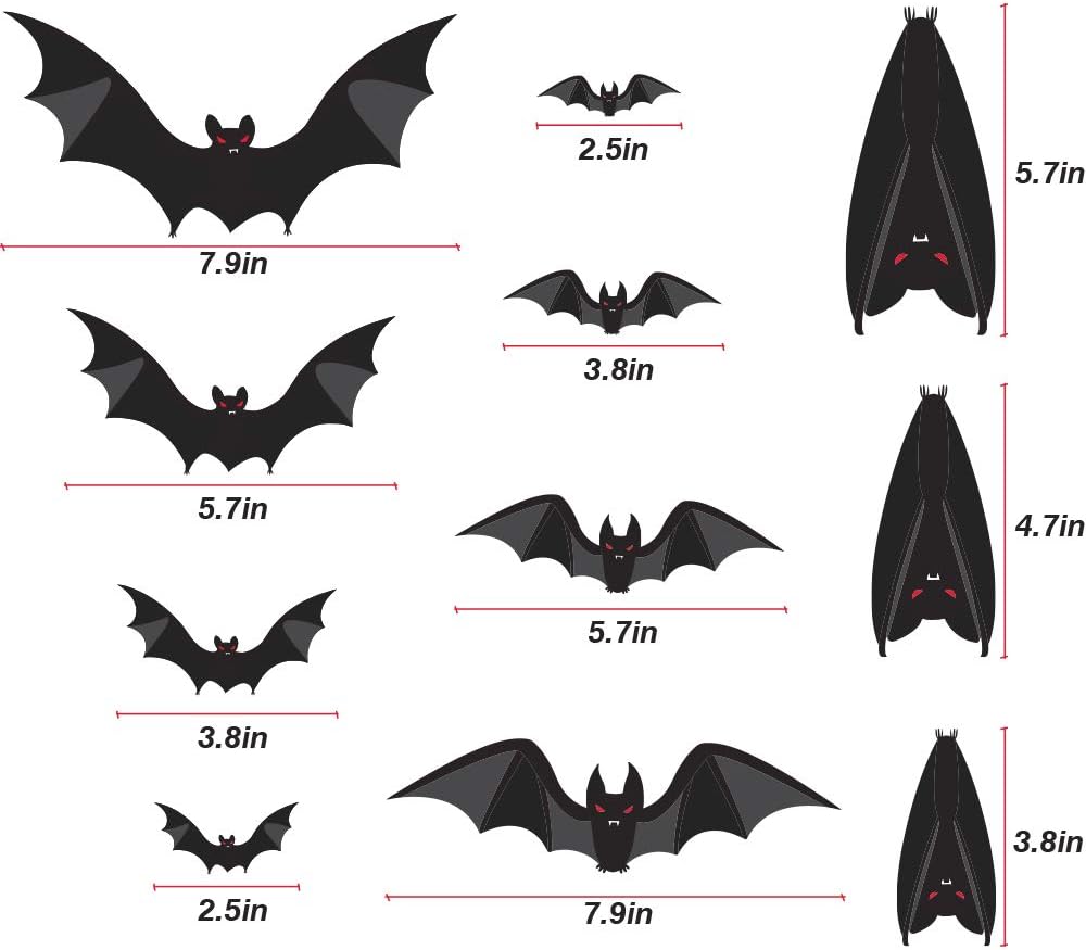 107 Piece Halloween Party Decorations Black Bats Spiders Glass Window Clings Decals Stickers for Halloween Party Supplies Favor