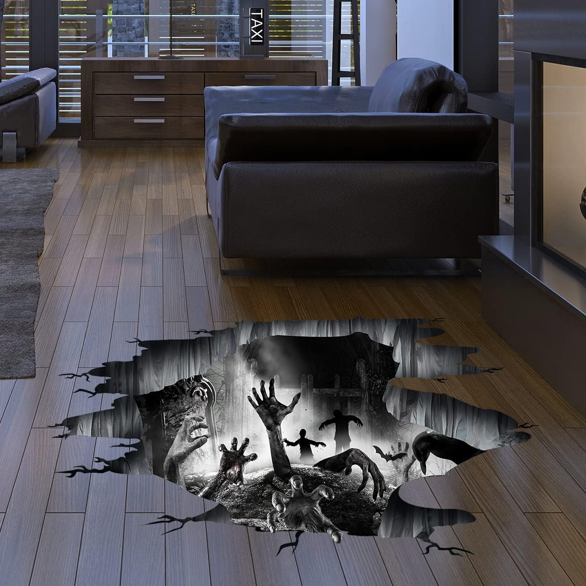 3D Halloween Wall Decals, Ghost Hand Halloween Wall Stickers Halloween Floor Decals Removable, Scary Wall Decals Sticker Decorations for Bedroom, Halloween Wall Window Stickers Clings for Glass Window