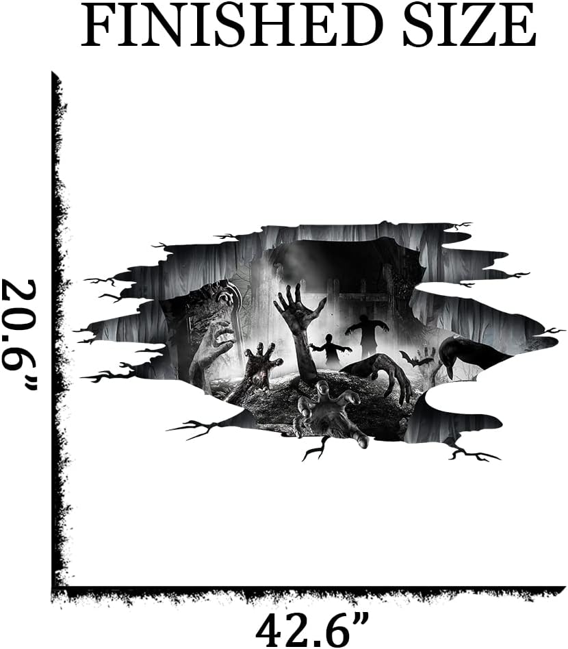3D Halloween Wall Decals, Ghost Hand Halloween Wall Stickers Halloween Floor Decals Removable, Scary Wall Decals Sticker Decorations for Bedroom, Halloween Wall Window Stickers Clings for Glass Window