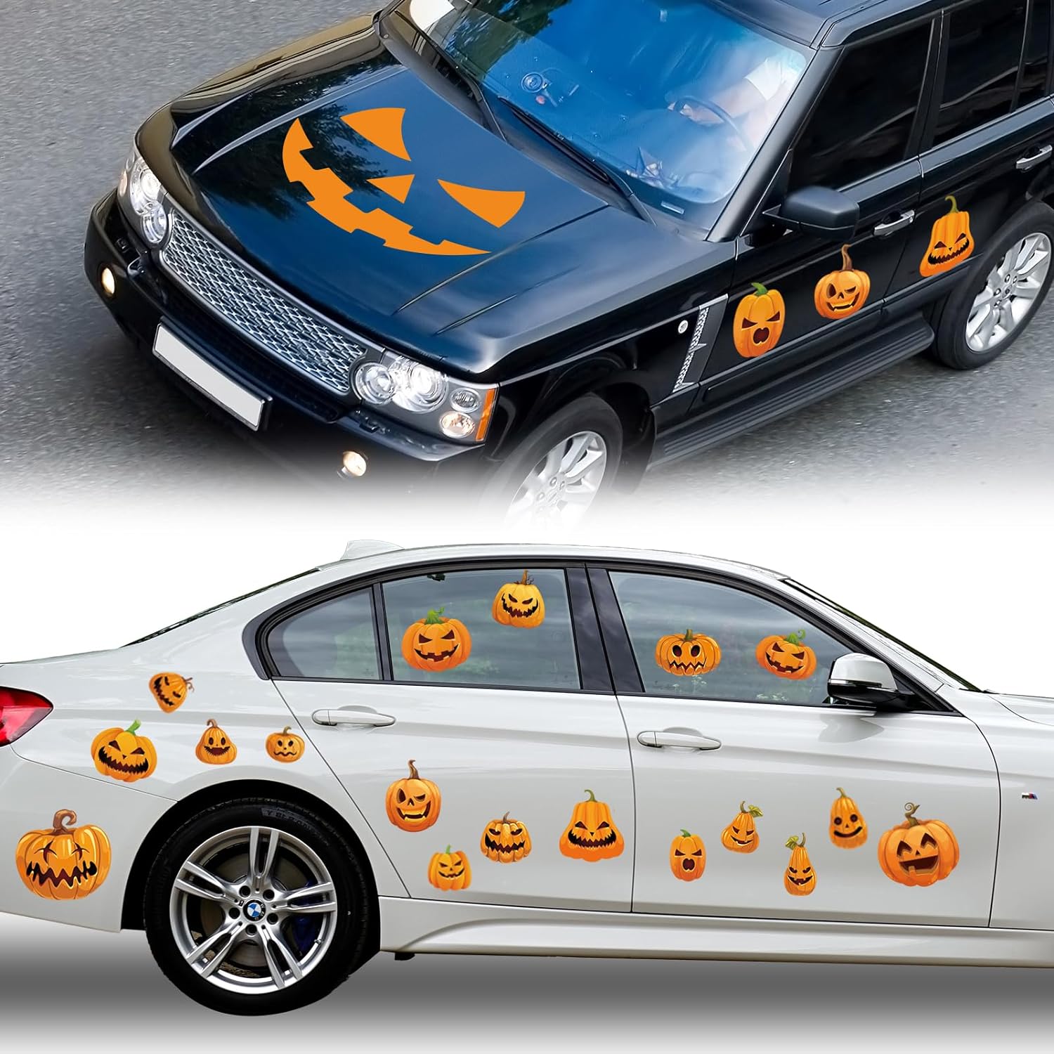 120 Pcs Halloween Pumpkin Car Stickers Halloween Decoration for Car Halloween Car Decor Pumpkin Car Decal Holiday Car Accessories for Halloween Car Automotive Party Home Garage Door, 15 Sheets