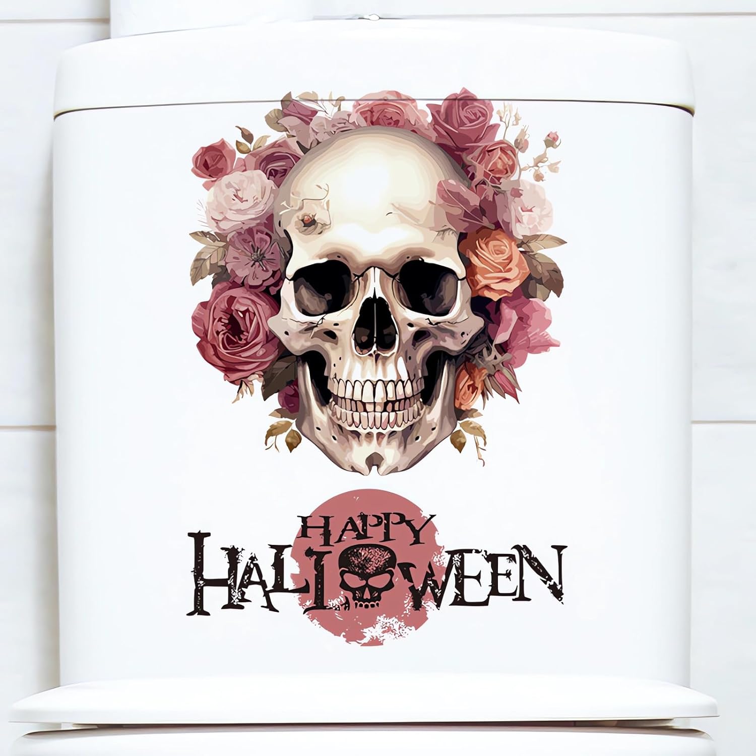 Halloween Flower Skull Wall Stickers, sacinora Horror Art Wall Decals Removable Vinyl Peel and Stick for Halloween Party Toilets Door Living Room Bedroom Kitchen Decorations