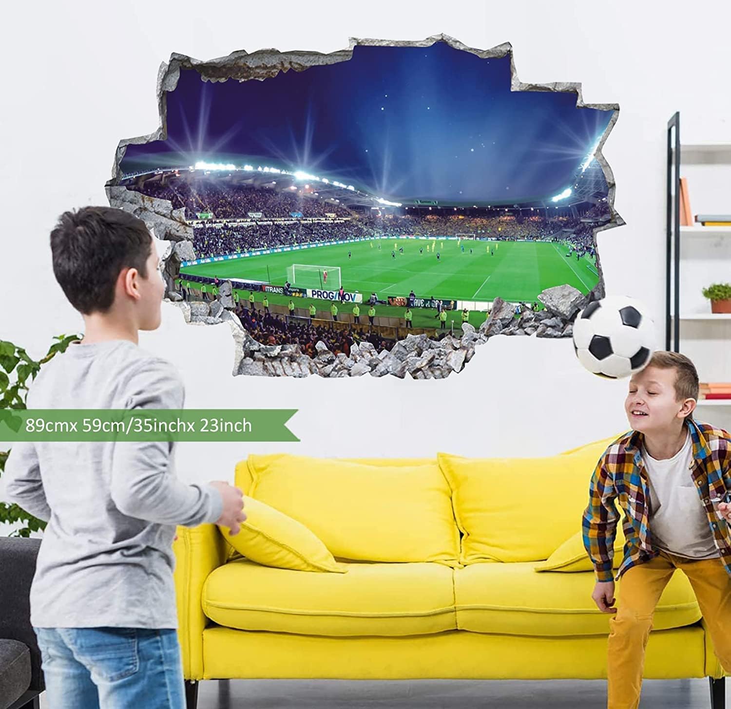 Large 3D Football Stadium Wall Sticker for Boys Bedroom Football Field Wall Decals Football Wall Stickers Soccer Sport Wall Stickers for Kids Room Playroom Classroom Wall Decor