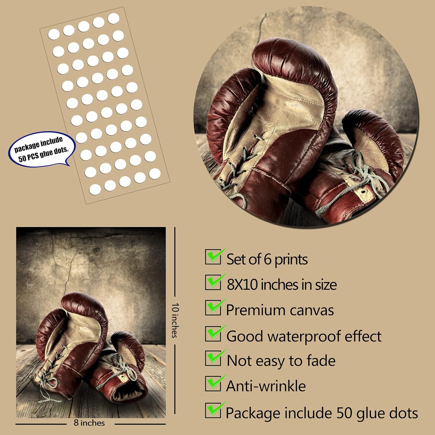 Sports Wall Art Prints Set of 6 Retro Posters Rustic Soccer Football Baseball Basketball on Vintage Wood Grain Floor Wall Decor Canvas Art Painting for Living Room Bedroom Kids Boy Room Decoration