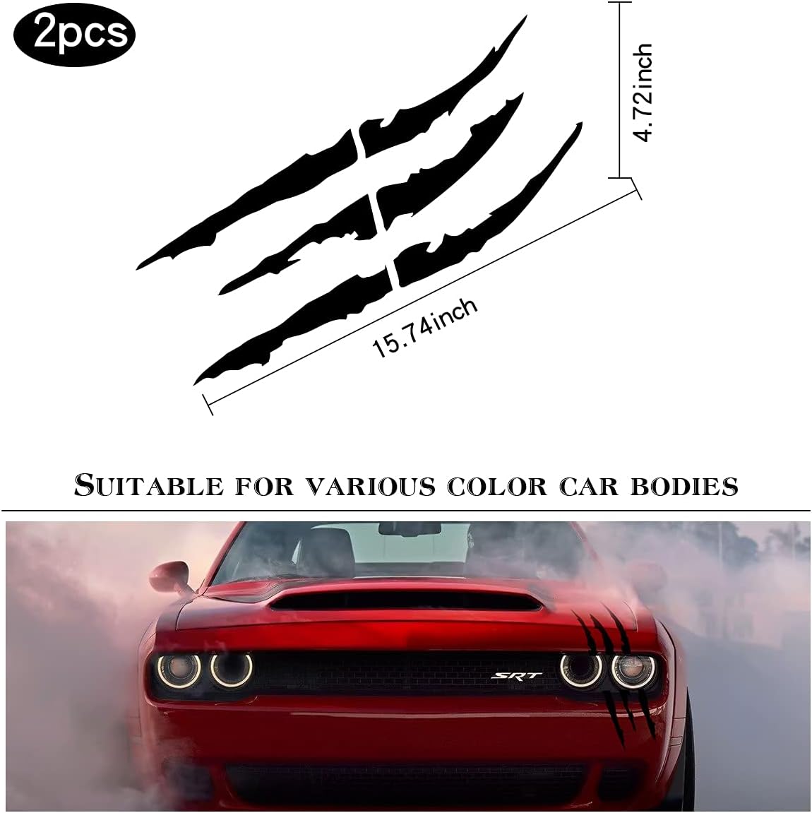 Blinglife 2 PCS of Headlight Decals with Claw Marks, Sports car Decals，Hallowmas (Black)