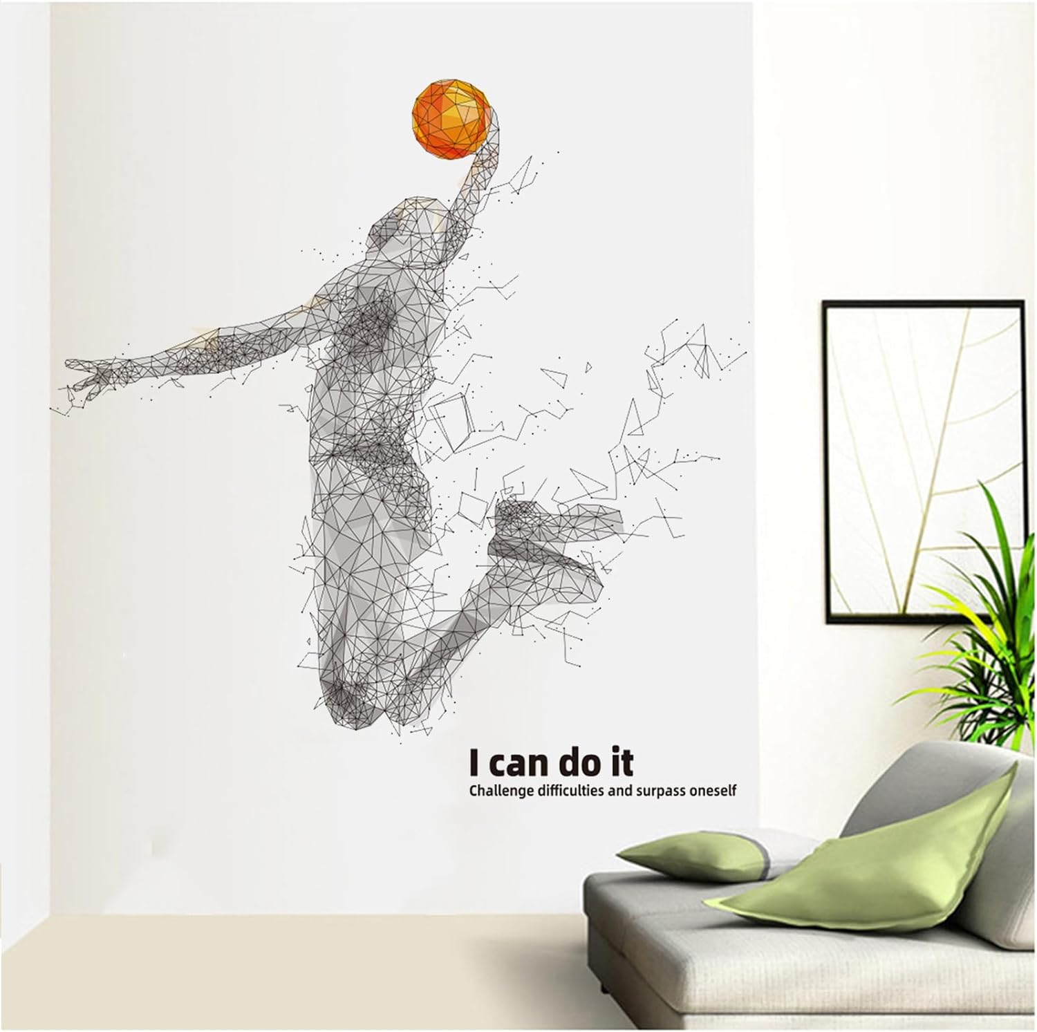 3D Basketball Player Wall Stickers Children's Bedroom Living Room Stickers Detachable DIY Sports Wall Stickers Art murals Wall Stickers Boys Room Game Room Stickers Decoration
