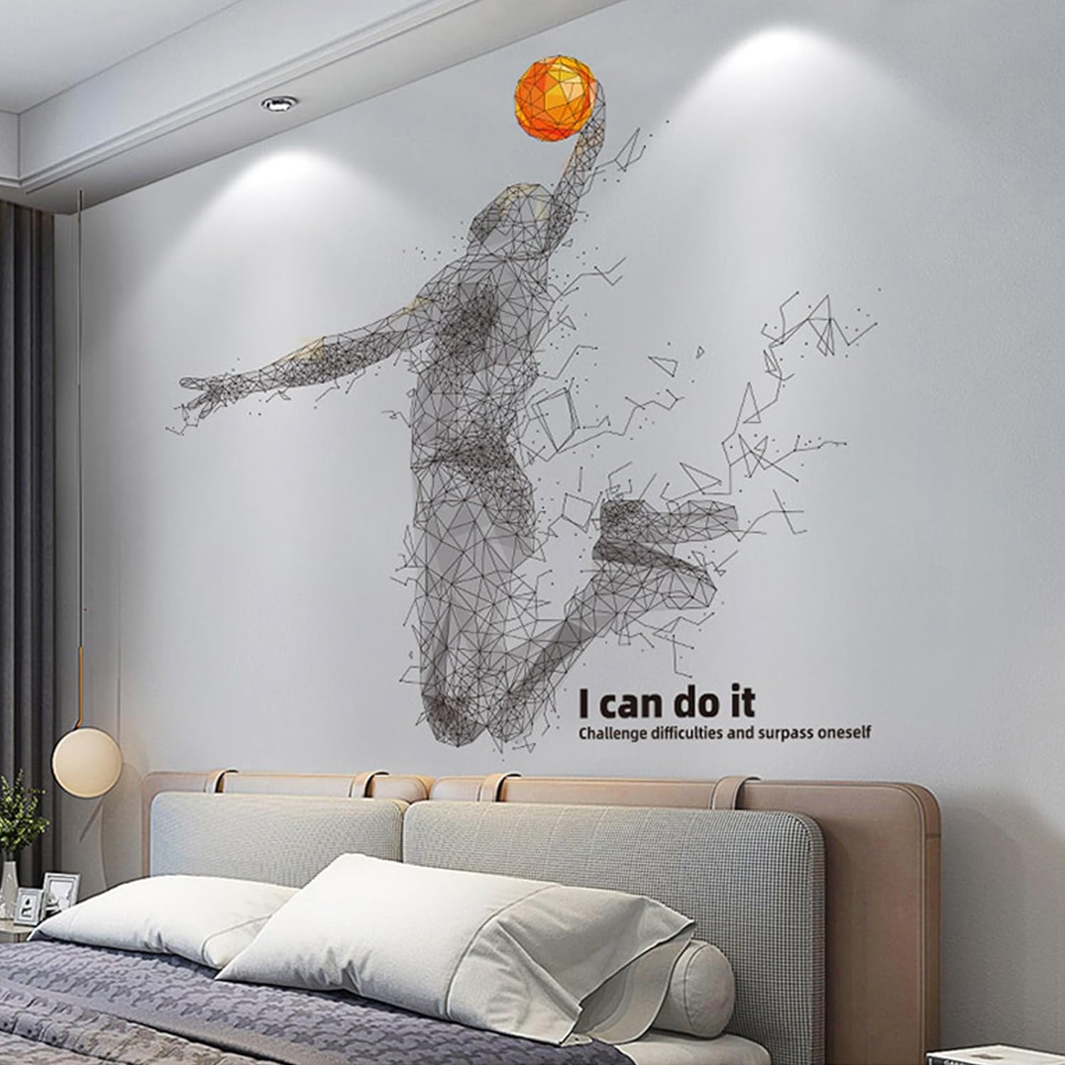 3D Basketball Player Wall Stickers Children's Bedroom Living Room Stickers Detachable DIY Sports Wall Stickers Art murals Wall Stickers Boys Room Game Room Stickers Decoration