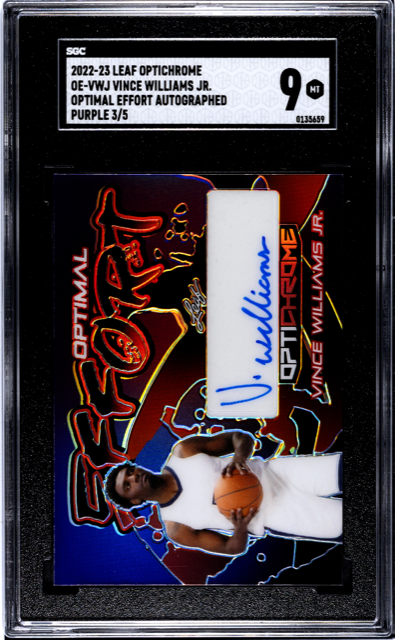2022-23 Leaf Optichrome Optimal Effort Vince Williams Jr. Auto SGC 9 MT