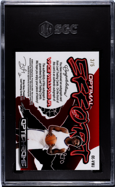 2022-23 Leaf Optichrome Optimal Effort Vince Williams Jr. Auto SGC 9 MT