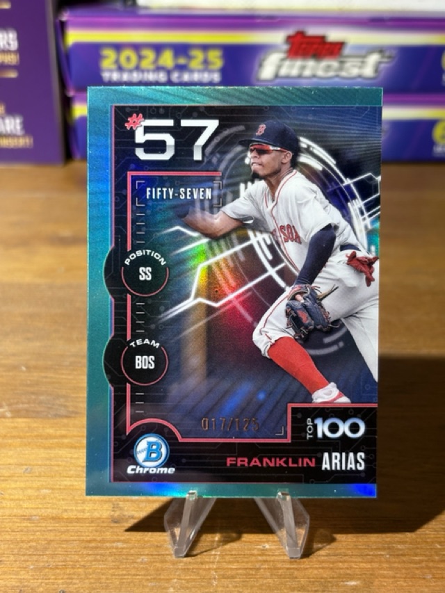 2025 Bowman - Bowman Scouts Top 100 Aqua Refractor - Franklin Arias - Boston Red Sox - BTP-57