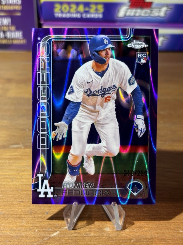 2025 Topps Chrome - Purple Raywave Refractors - Hunter Feduccia - Los Angeles Dodgers - 288