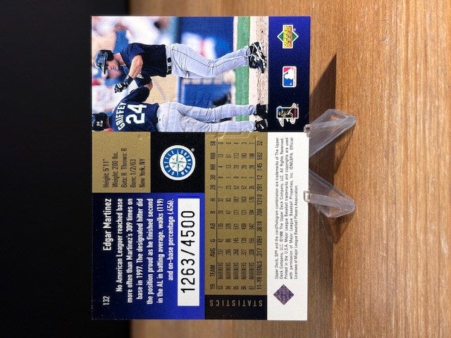 1998 SPx Finite Edgar Martinez Mariners - Radiance 1263/4500