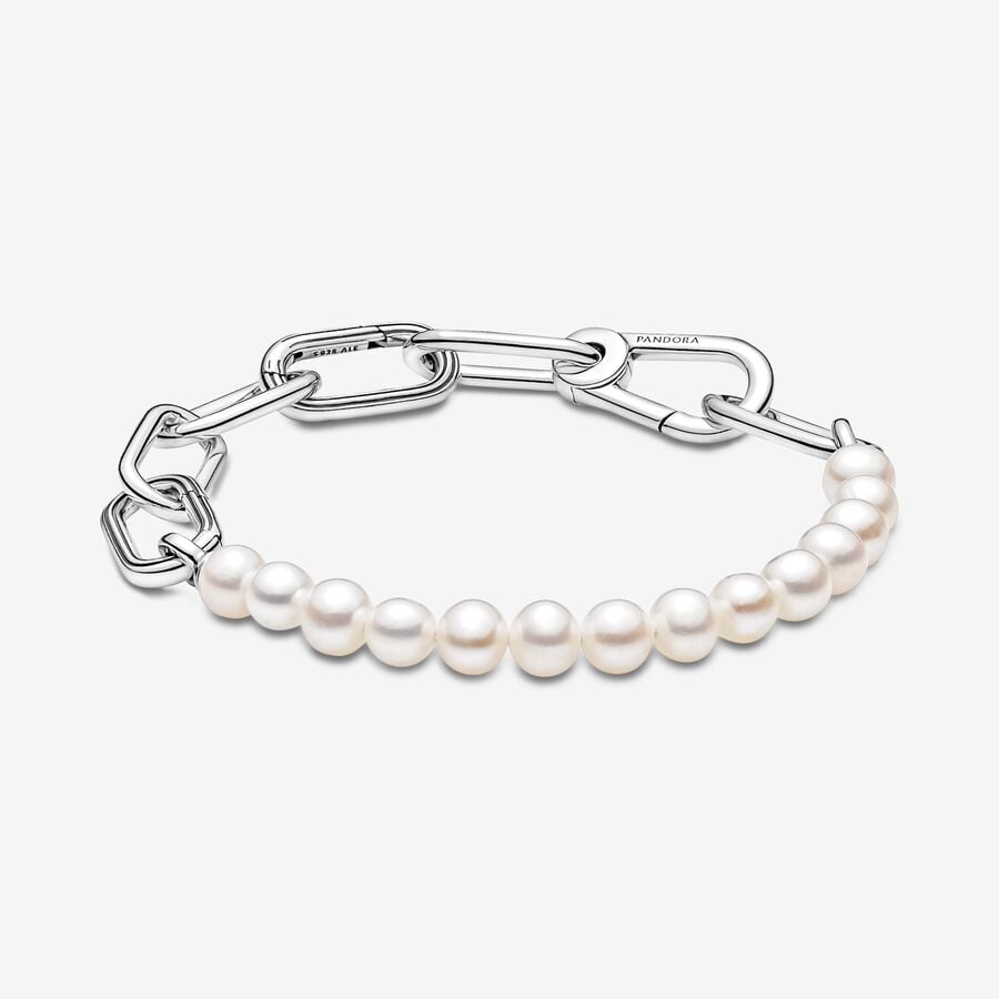 Pulsera de eslabones y Perlas blancas Pandora ME