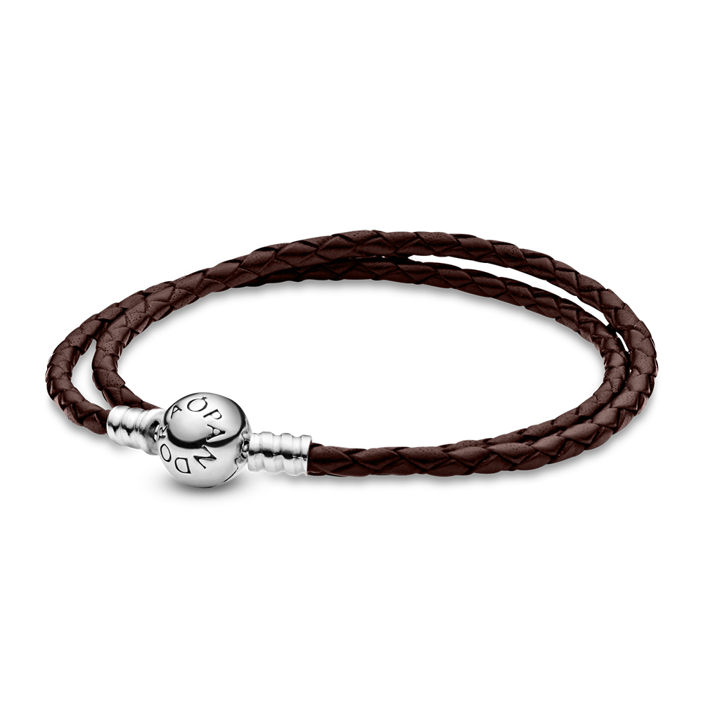 Pulsera moments en cuero trenzado doble 
