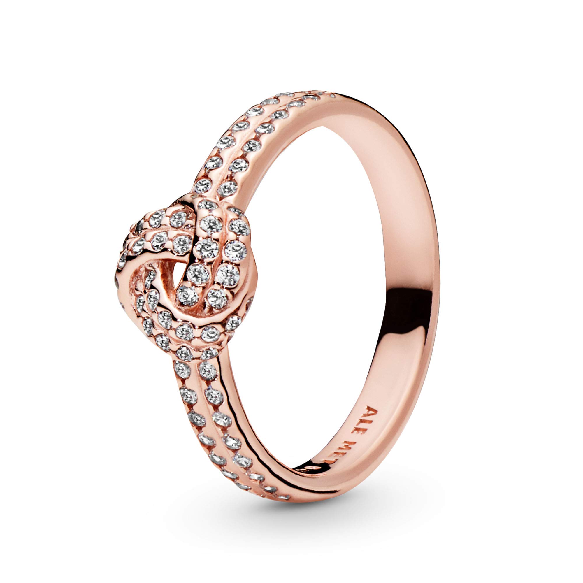 Anillo nudo plateado brillante rosa