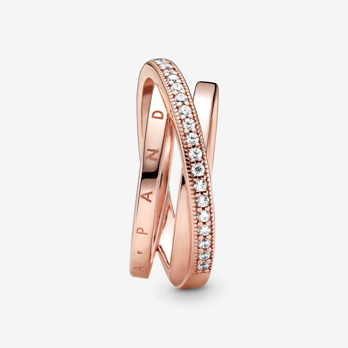 Anillo Cruzado Triple Alianza en Pavé
