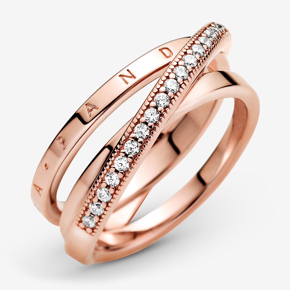 Anillo Cruzado Triple Alianza en Pavé