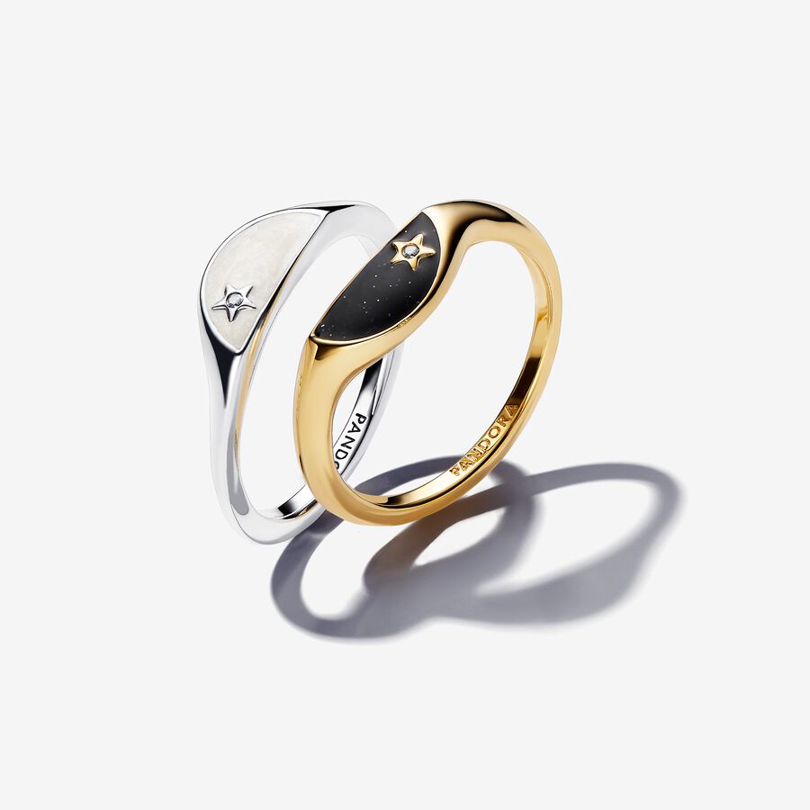 Conjunto de Regalo Anillos Pandora Me Sello Esmaltado